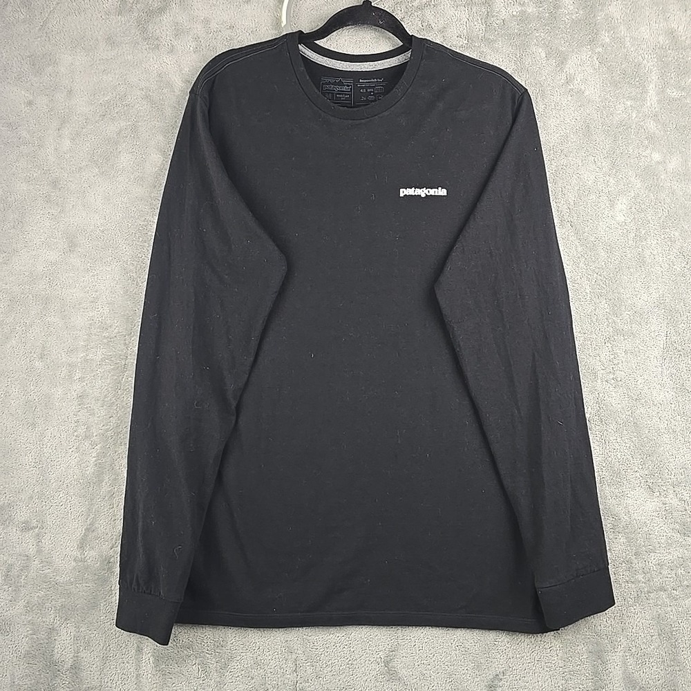 Patagonia Responsibili-Tee T-shirt Men's Medium Black Long Sleeve‎ Graphic